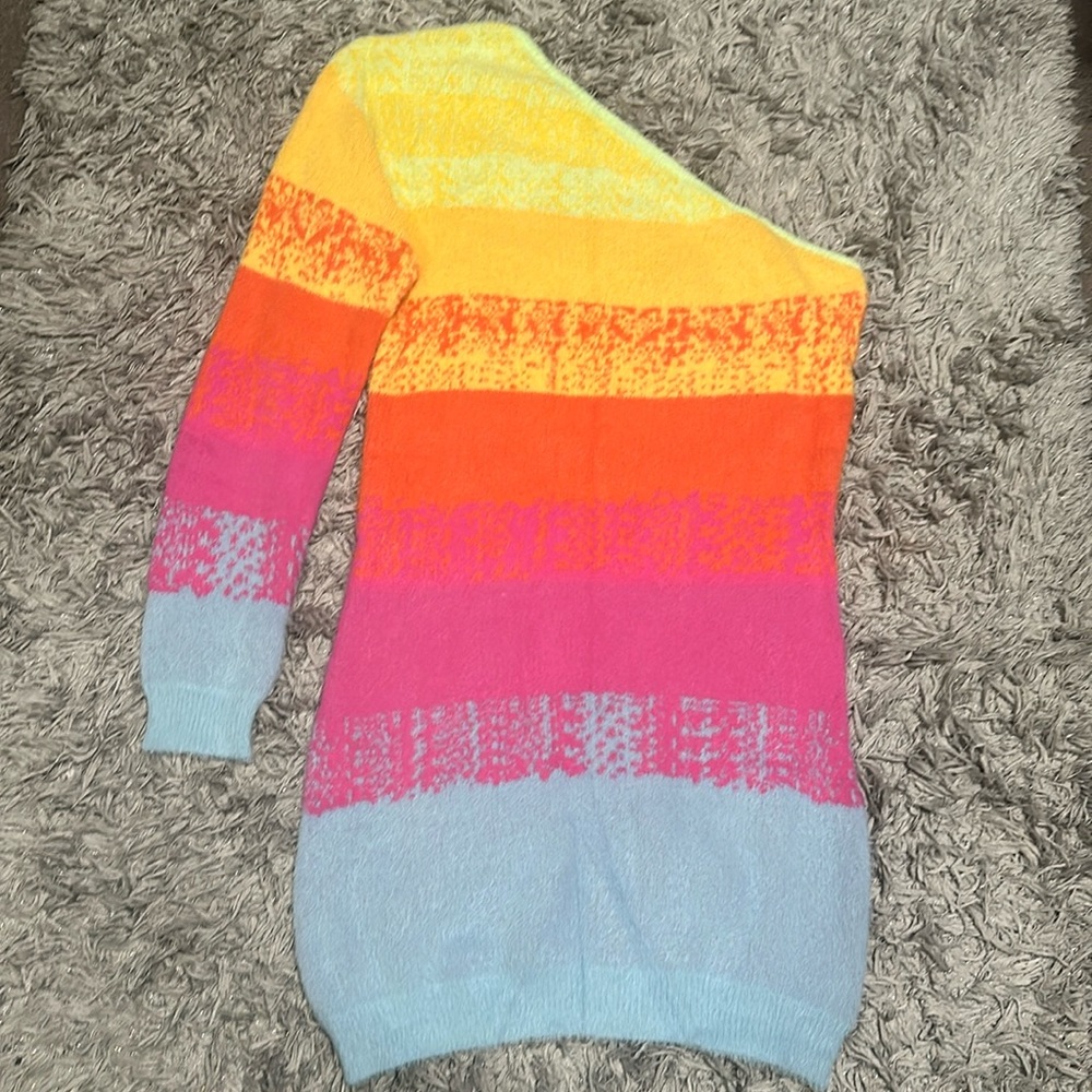 Nice Warm Cozy One Sleeve/Off Shoulder Colorful Short Dress